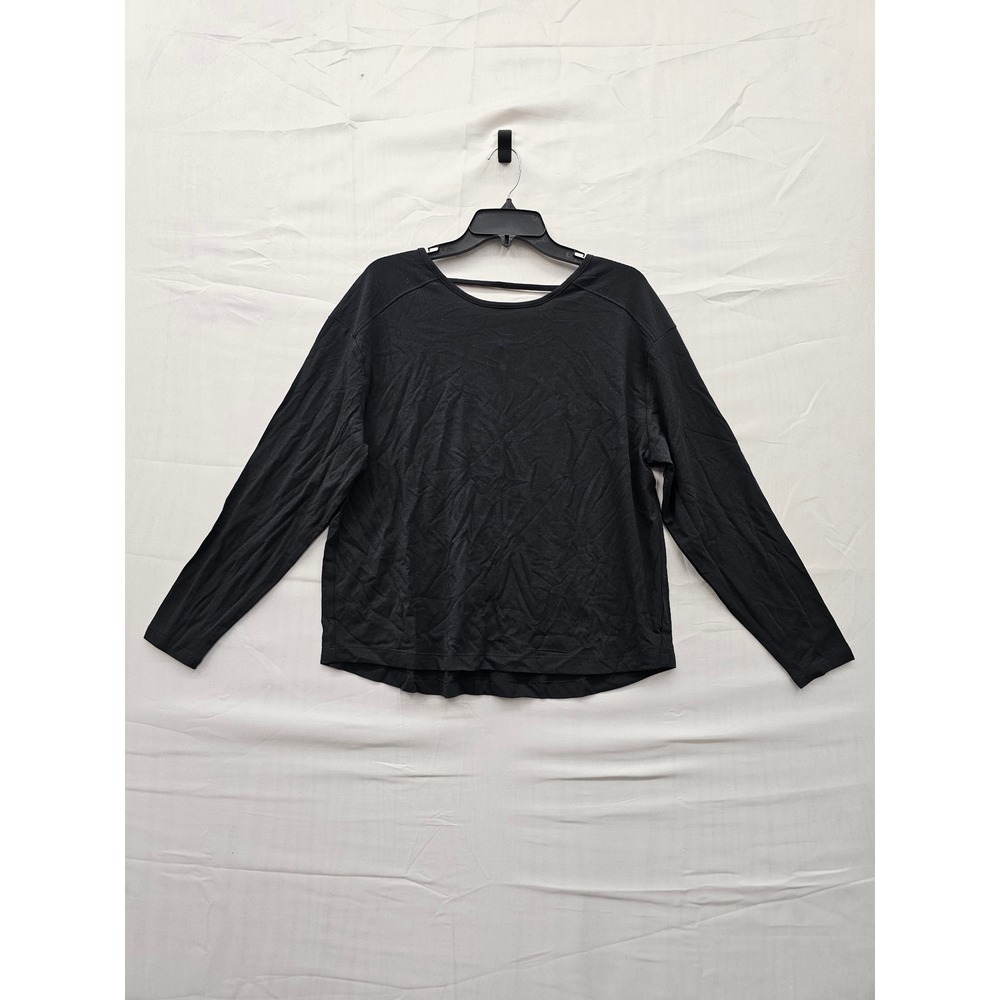 Member's Mark Womens Long Sleeve Active Tee Black Keyhole Back SW3203 Size Small